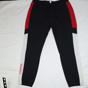 Kangol Men's Black Joggers with Red and White Accents XXL